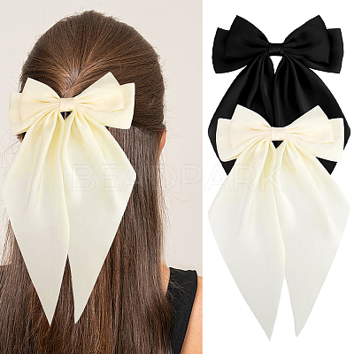 Cloth Big Bowknot Hair Barrettes AJEW-CP0008-41B-02-1