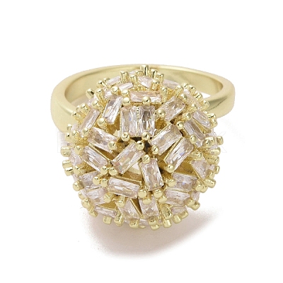 Brass Micro Pave Cubic Zirconia Cuff Ring RJEW-K256-54G-1