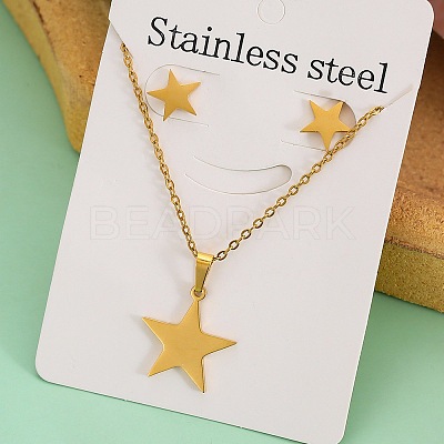 Stainless Steel Pendant Necklaces & Stud Earrings Sets FS-WG1A0DB-07-1