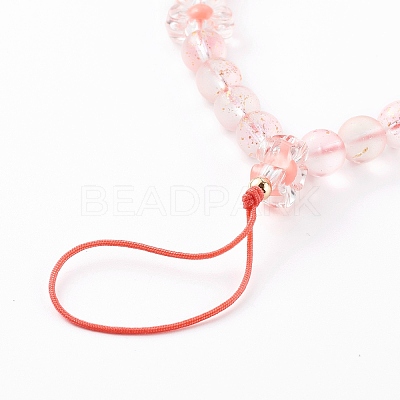 Frosted Round Spray Painted Glass Beaded Mobile Straps HJEW-JM00467-03-1