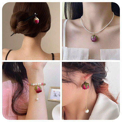 10Pcs Preserved Rose Pendants KY-TA0001-59D-1