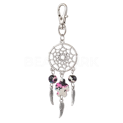10Pcs 5 Styles Woven Net/Web with Wing Alloy Pendant Decorations HJEW-JM02975-02-1