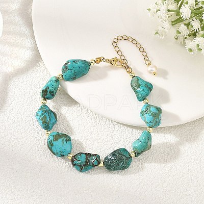 Dyed Natural Magnesite Nuggets Beaded Bracelets for Women BJEW-JB14252-1