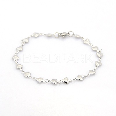 Tarnish Resistant Casual Style 304 Stainless Steel Heart Link Chain Bracelets LS-STAS-O036-05P-1