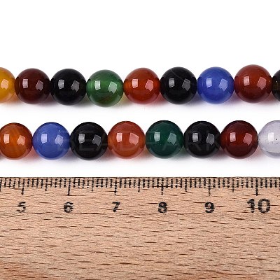 Natural Agate(Dyed & Heated) Beads Strands G-Q604-8MM-01-1