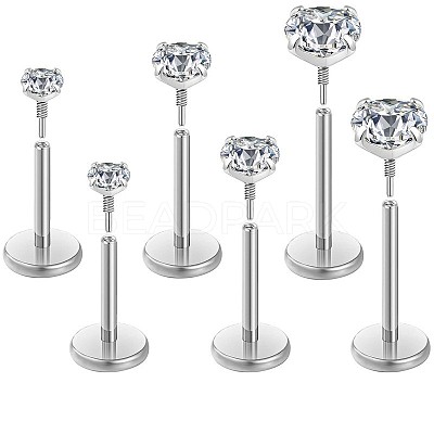 316L Surgical Stainless Steel Pave Clear Cubic Zirconia Flat Round Internally Threaded Labrets FS-WG7B90D-02-1