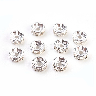 Brass Grade A Rhinestone Spacer Beads RB-A014-Z7mm-01S-1