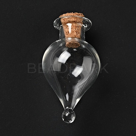 Teardrop Glass Cork Bottles Ornament AJEW-A039-01B-1