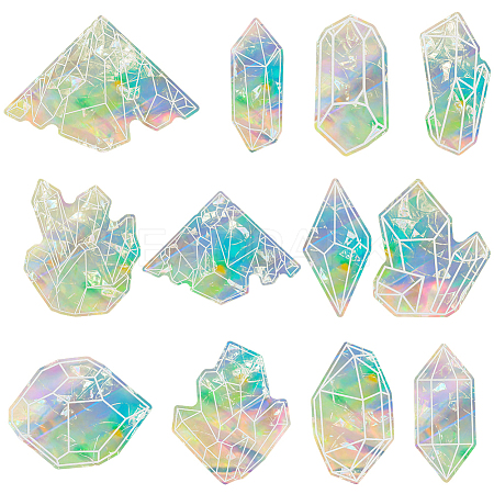 12Pcs Colorful Suncatcher Rainbow Prism Electrostatic Glass Stickers DIY-WH0409-69B-1