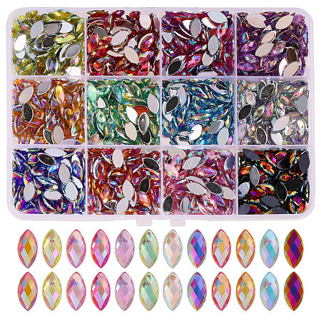 1440Pcs 12 Colors Glass Rhinestone Cabochons RGLA-CA0001-13-1