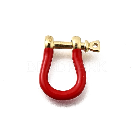 Brass Enamel D-Ring Anchor Shackle Clasps KK-P201-01G-J-1