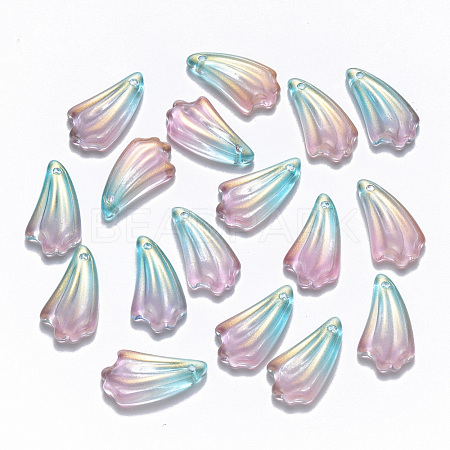 Two Tone Transparent Spray Painted Glass Pendants GLAA-T016-24D-1