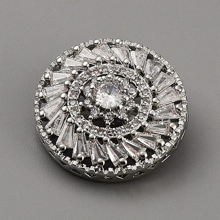 Brass with Cubic Zirconia Shank Buttons BUTT-WH0029-30-1