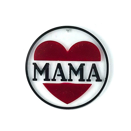 DIY Mother's Day Theme Flat Round Pendant Silicone Molds LS-SIMO-H010-02B-1