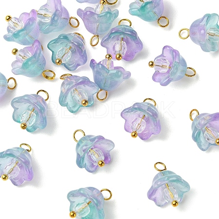 20Pcs Glass & Acrylic Flower Pendants PALLOY-YW00107-09-1