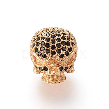 Brass Micro Pave Cubic Zirconia Beads ZIRC-S053-YS040B-4-1