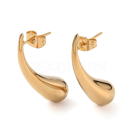 Ion Plating(IP) 304 Stainless Steel Teardrop Stud Earrings for Women LS-EJEW-A104-14G-1