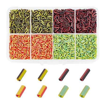 ARRICRAFT 4 Colors Opaque Colours Two Tone Bugle Beads SEED-AR0001-10-1