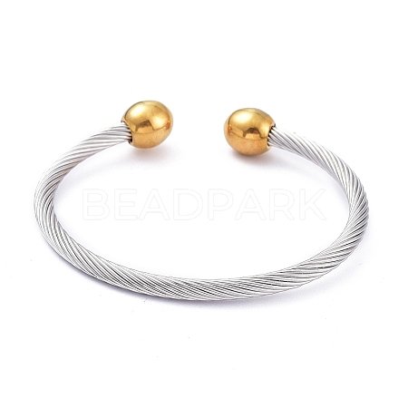 304 Stainless Steel Cuff Bangles BJEW-M284-12GP-1