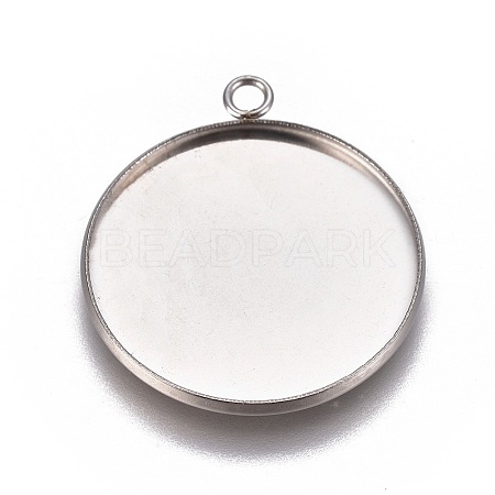 Non-Tarnish 304 Stainless Steel Pendant Cabochon Settings LS-STAS-G127-13-25mm-P-1