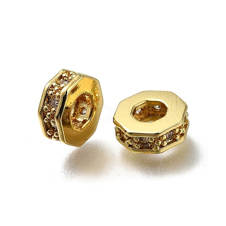 Brass Micro Pave Clear Cubic Zirconia European Beads ZIRC-I070-094G-1