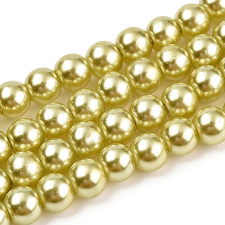 Baking Paint Pearlized Glass Pearl Round Bead Strands HY-Q003-6mm-67A-1