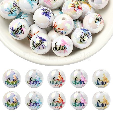 30Pcs 5 Styles UV Plating Iridescent Acrylic Beads OACR-SZ0001-91-1