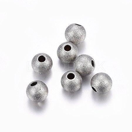 304 Stainless Steel Textured Beads STAS-F174-32P-1
