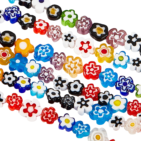 Handmade Millefiori Glass Bead Strands LAMP-OC0001-64-1