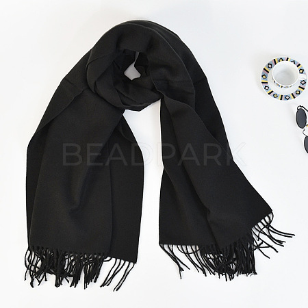Women's Long Plaid Polyester Imitation Cashmere Tassels Scarf COHT-PW0001-34-06-1