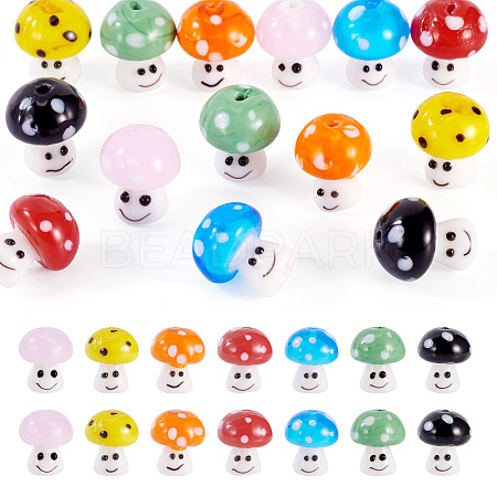 14Pcs 7 Colors Handmade Lampwork Beads LAMP-TA0001-89-1