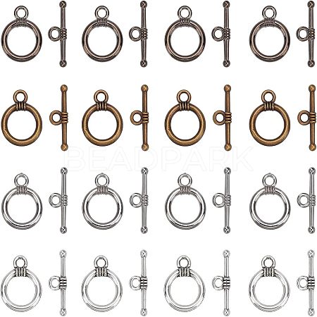 SUPERFINDINGS 120 Sets 4 Colors CCB Plastic Toggle Clasps CCB-FH0001-05-1