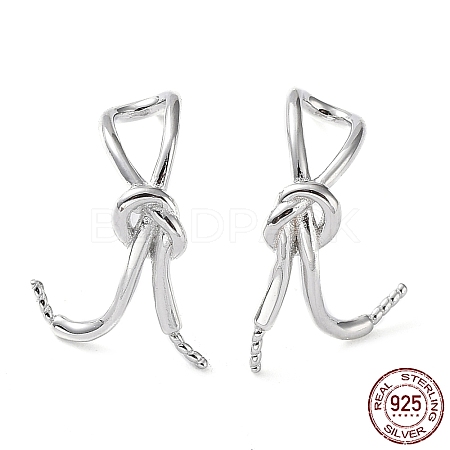 Rhodium Plated 925 Sterling Silver Stud Earring STER-G036-13P-1