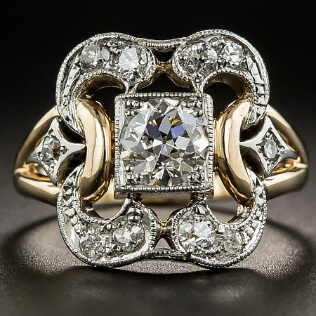 Square Brass Micro Pave Clear Cubic Zirconia Finger Rings FS-WG35D08-05-1