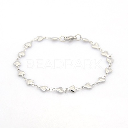 Tarnish Resistant Casual Style 304 Stainless Steel Heart Link Chain Bracelets LS-STAS-O036-05P-1