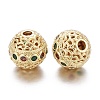 Brass Micro Pave Cubic Zirconia Beads X-KK-K244-19G-2