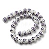 Handmade Flower Printed Porcelain Ceramic Beads Strands PORC-M007-10mm-05-3