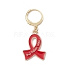 AIDS Awareness Ribbon Alloy Enamel Pendant Locking Stitch Markers HJEW-JM01418-4