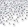 Mix Numbers White Flat Round Acrylic Beads X-PB9111-1