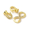 Rack Plating Brass Micro Pave Cubic Zirconia Fold Over Clasps KK-K377-12G-3