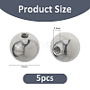 5Pcs 304 Stainless Steel Round Cord End Caps STAS-FH0002-40B-2