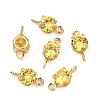 SHEGRACE Brass Pave Cubic Zirconia Flat Round Connector Charms XGRQ2O275-435C-G-2