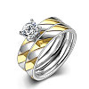 Trendy 316L Titanium Steel Cubic Zirconia Couple Rings for Women RJEW-BB06897-7A-1