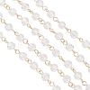 Handmade 304 Stainless Steel Glass Rondelle Link Chains AJEW-JB01460-01-3