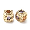Brass Cubic Lilac Zirconia European Beads KK-A254-13G-02-1