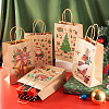 8Pcs 8 Styles Christmas Theme Printed Kraft Paper Bags with Handles ABAG-TA0001-59-7
