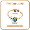 2Pcs 2 Colors Stainless Steel with Synthesis Gemstone Adjustable Cuff Rings RJEW-GO0001-27B-2