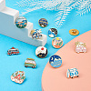 Yilisi 13Pcs 13 Style Flat Round & Car & Moon Alloy Enamel Brooches JEWB-YS0001-07-10