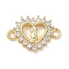 Brass Pave Clear Cubic Zirconia Religion Virgin Heart Links Connector Charms KK-L268-003G-1