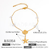 Summer Beach 304 Stainless Steel & White Round Plastic Pearl Charm Anklets FS-WG119D8-01-2